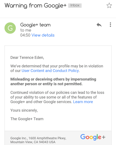 Received warning Email or Message From Google Plus ? 1 GooglePlus-Warning