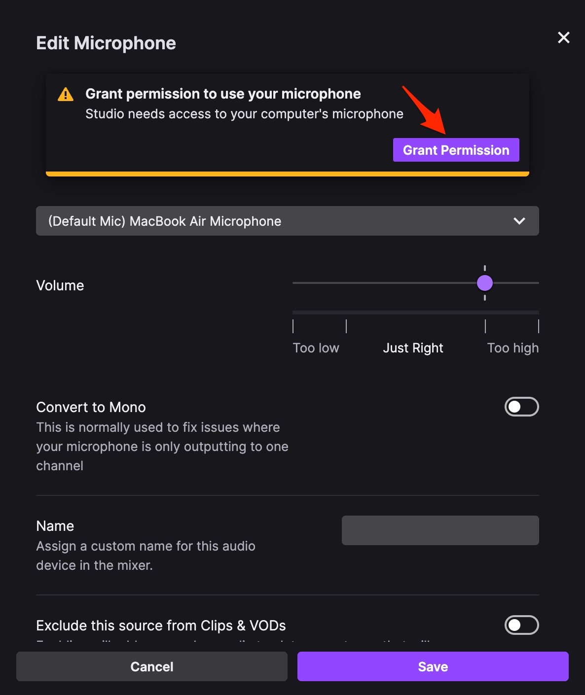 Grant Microphone Permission