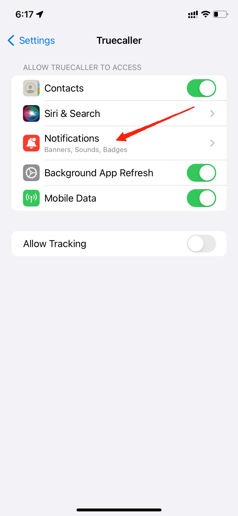 How to Fix Truecaller Not Showing Names for Incoming Call on iPhone 8 Here click on the notification section.