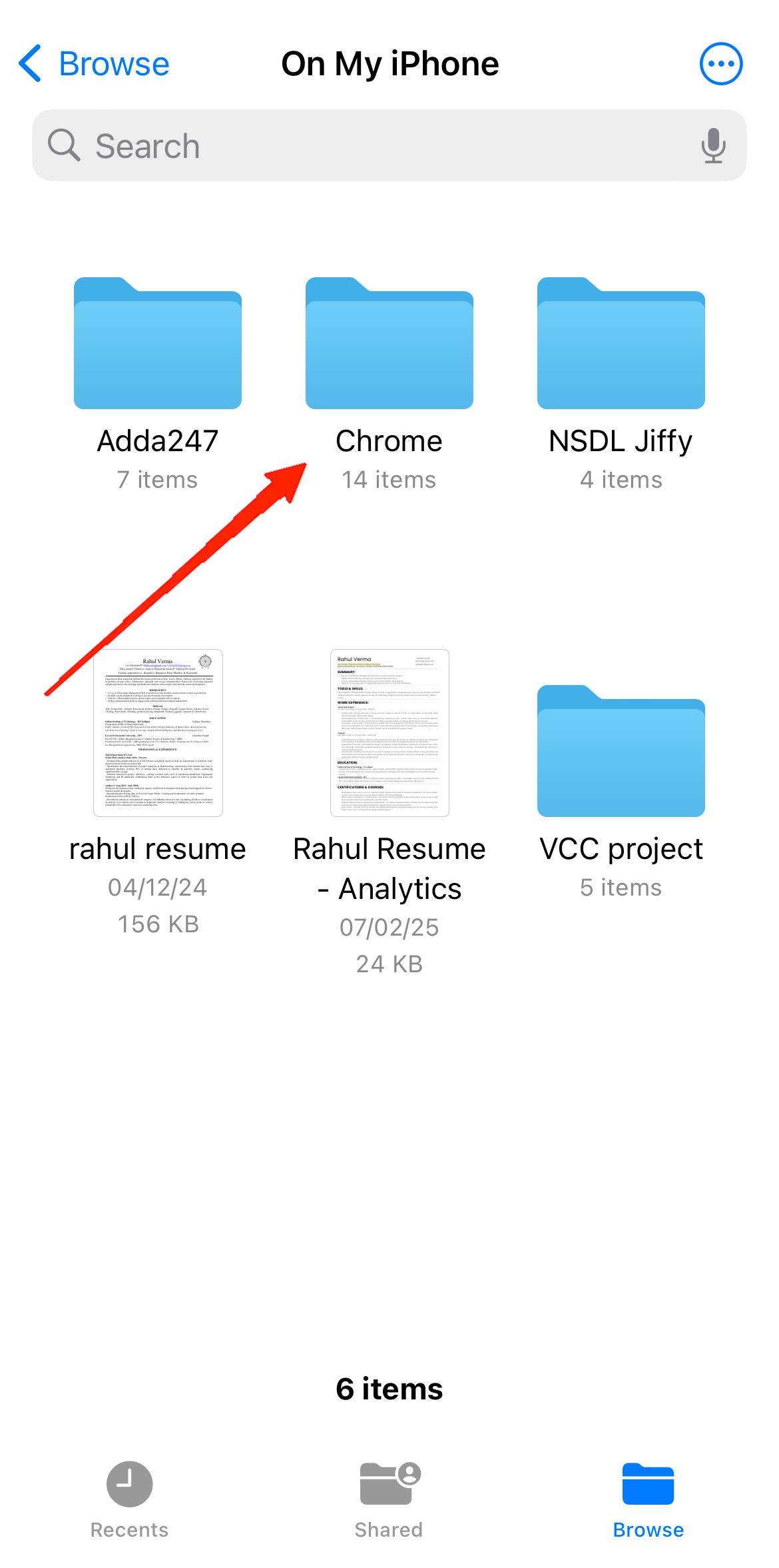 How to Find Files You Downloaded on iPhone 6 Here, you will see multiple folders. Navigate to the folder which is named similarly to the app you are using.