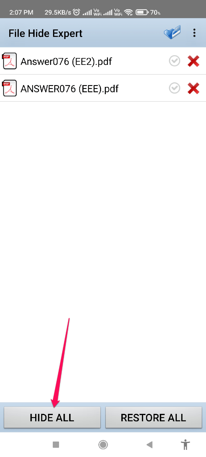 How to Hide Files on Android? 3 Hit The Hit All Button