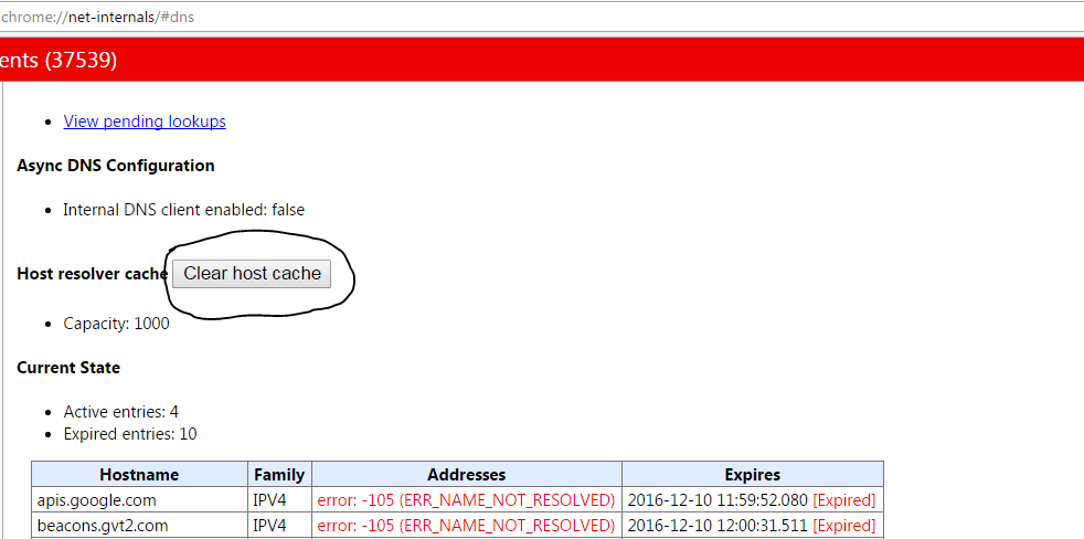 Best Fix for ERR_ADDRESS_UNREACHABLE Error in Chrome 4 hit-clear-host-cache-button