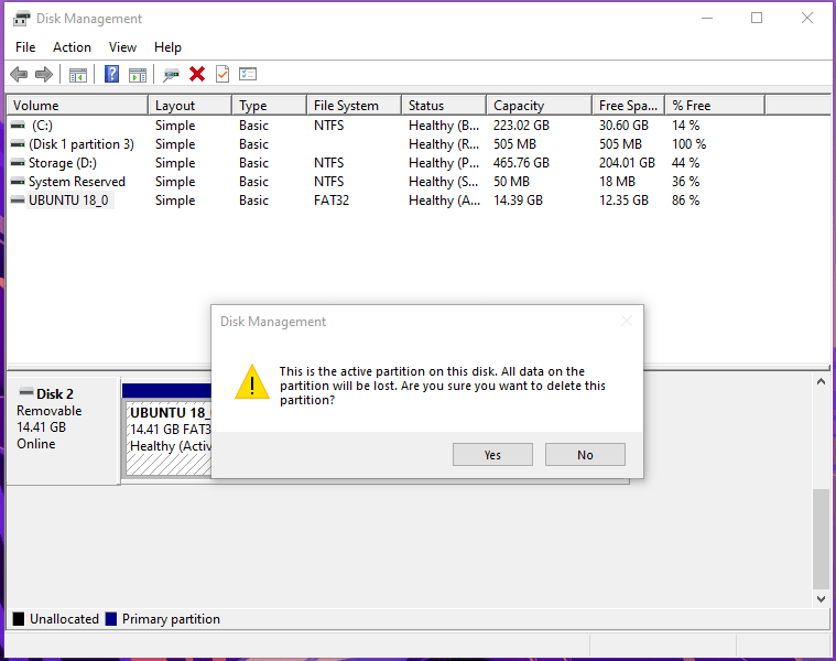 Hit OK to Delete the File