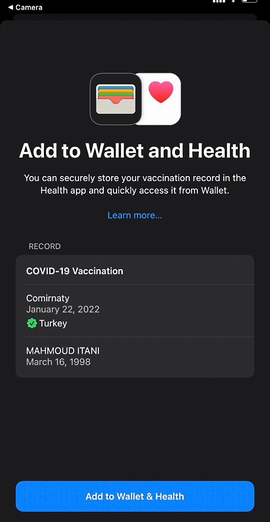 COVID-19 Vaccination button should be clicked