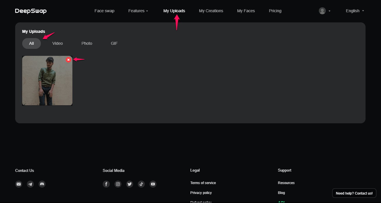 What Happens to My Photos and Videos on DeepSwap AI? 2 How to delete photos and videos from DeepSwap AI