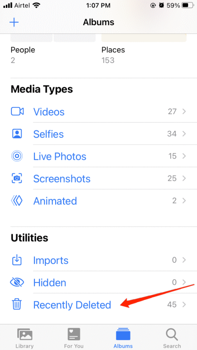 How to Fix Videos Not Playing iPhone Camera Roll? 2 iPhone recently deleted album