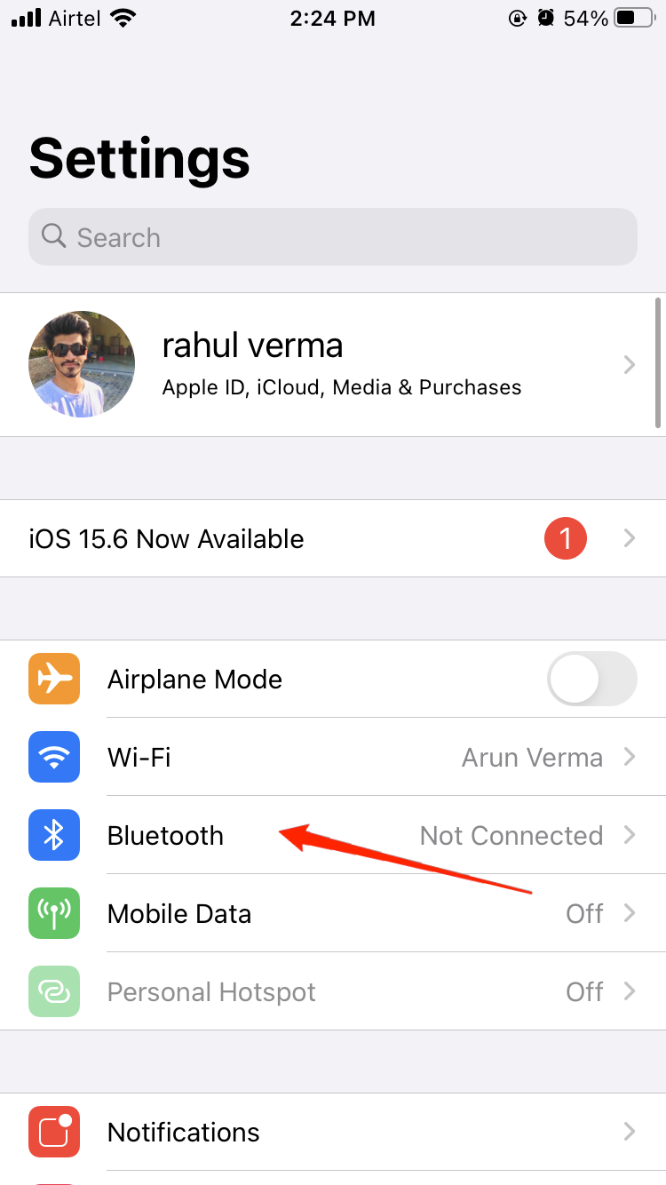 bluetooth settings iphone