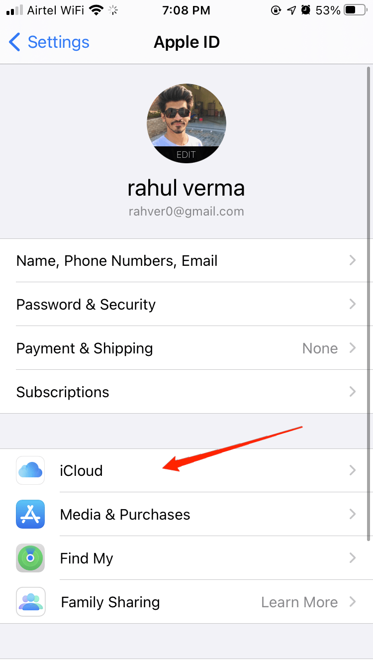 icloud settings