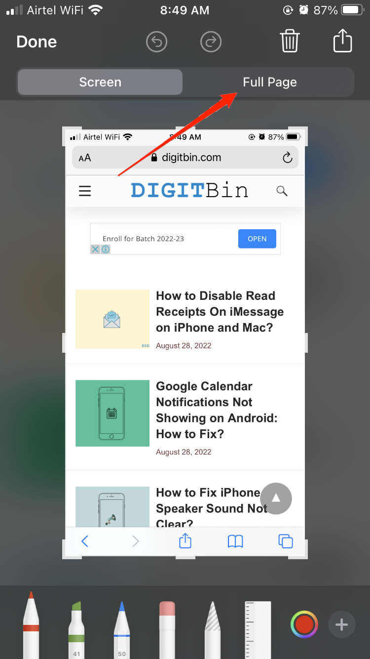 full page screenshot iphone