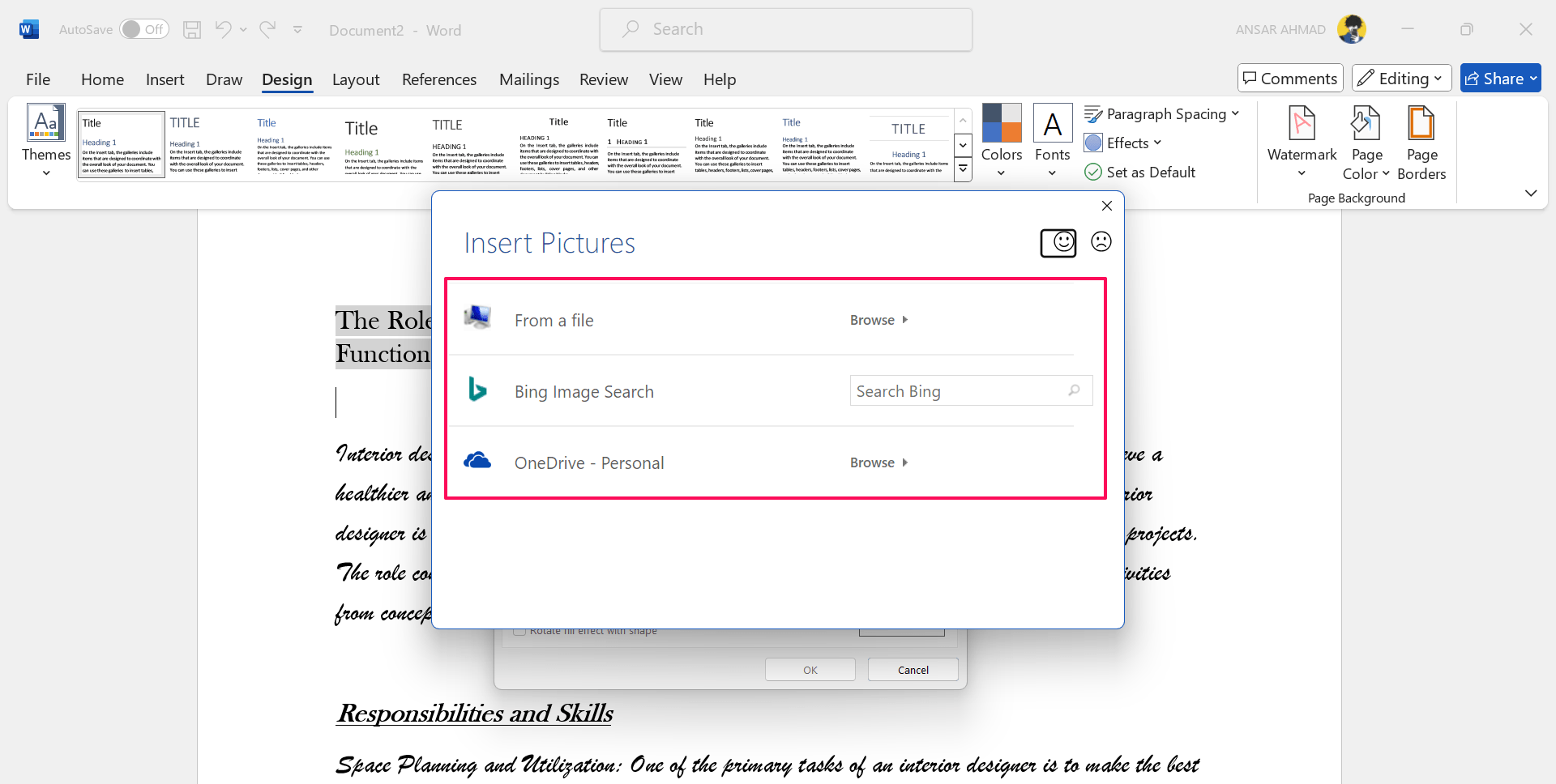 How to Add a Background in Microsoft Word 26 Choose Insert option to select picture