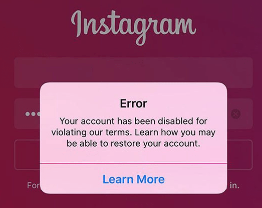 Instagram Account got Suspended Immediately after Creation 1 Instagram Account Disabled