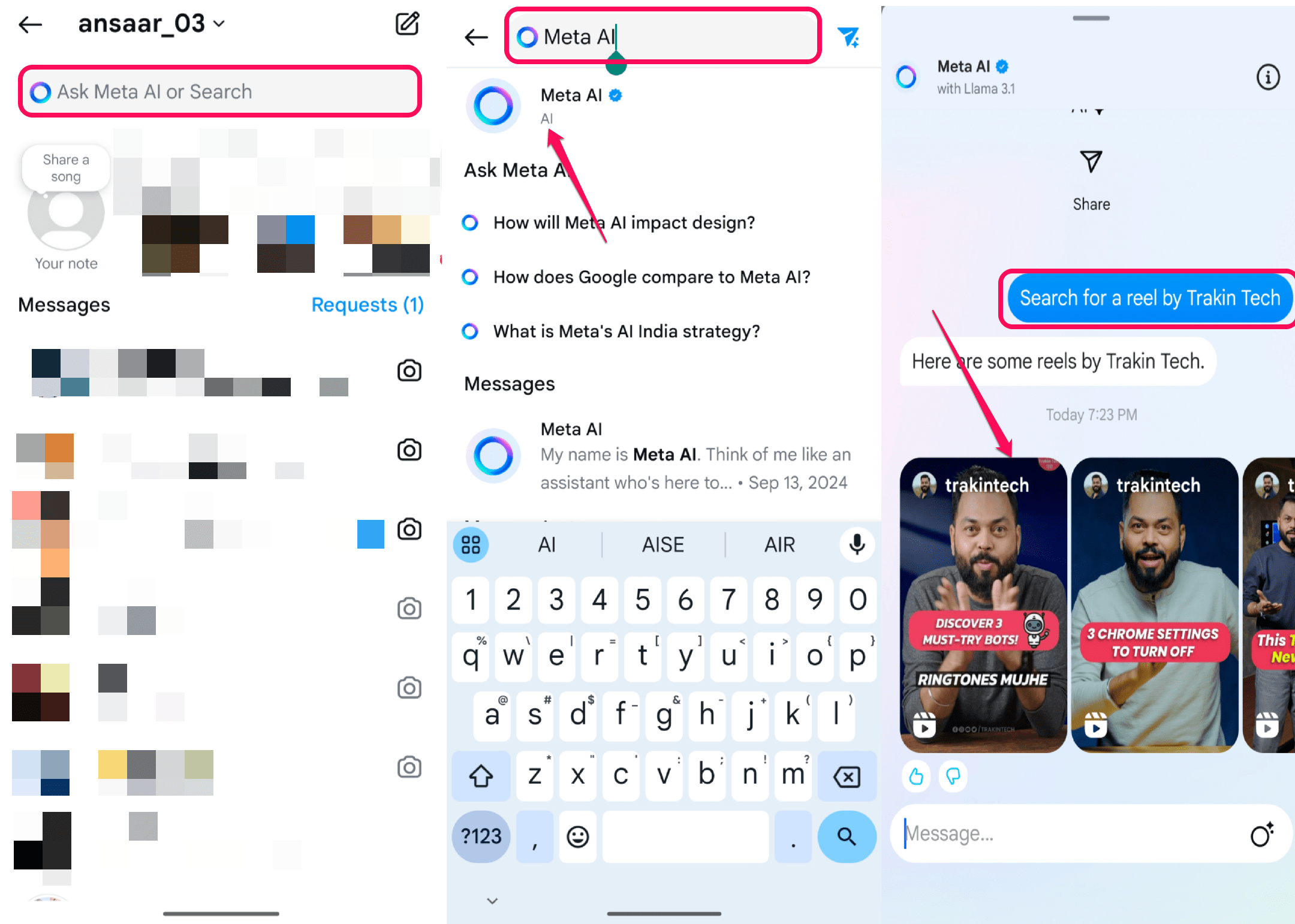 How to Search Reels on WhatsApp and Instagram Using Meta AI 3 Search reels on Instagram using Meta AI