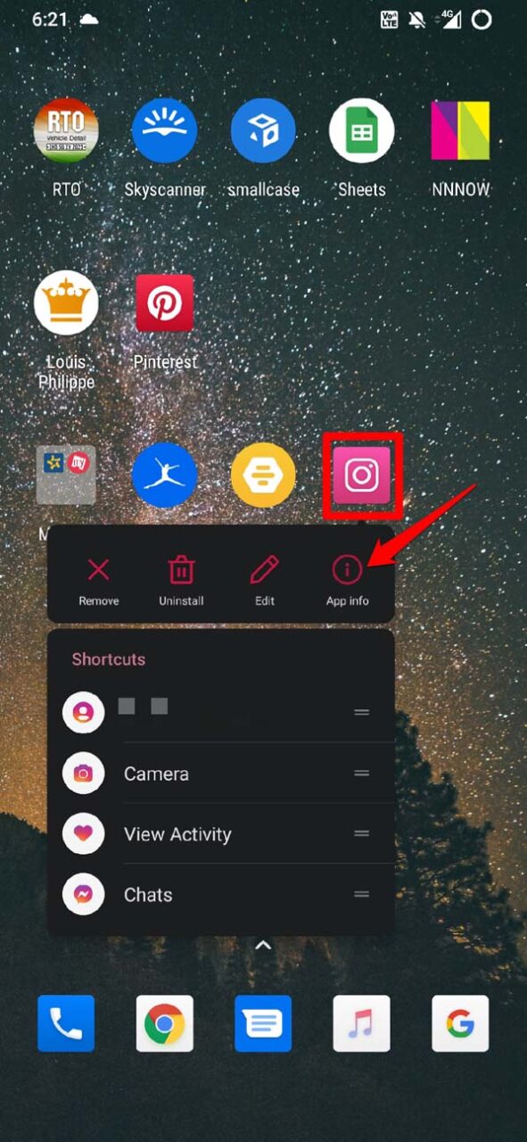 Instagram app info