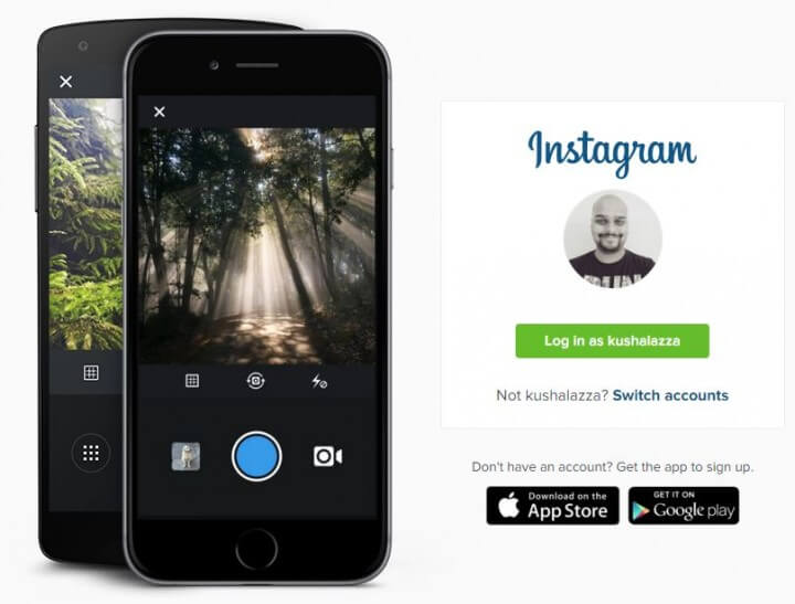 Login using Instagram website interface for photo and videos viewing 2 Instagram Login Facebook