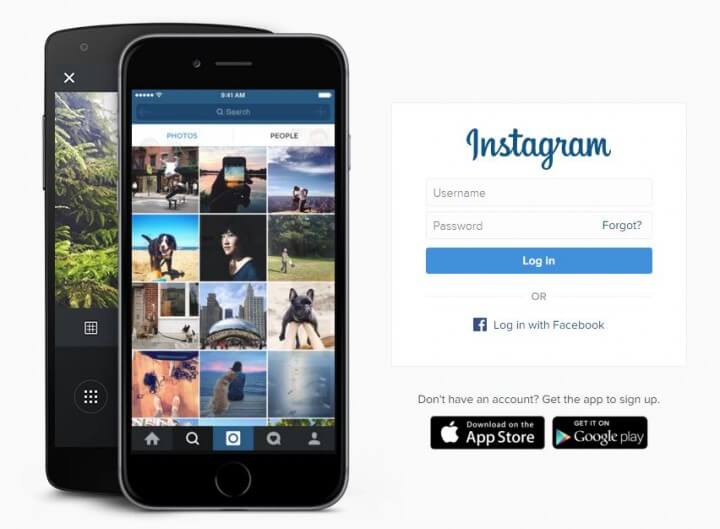 Login using Instagram website interface for photo and videos viewing 1 Instagram Login Page