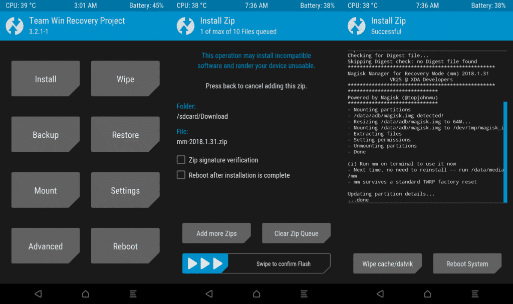 Install Magisk Zip TWRP