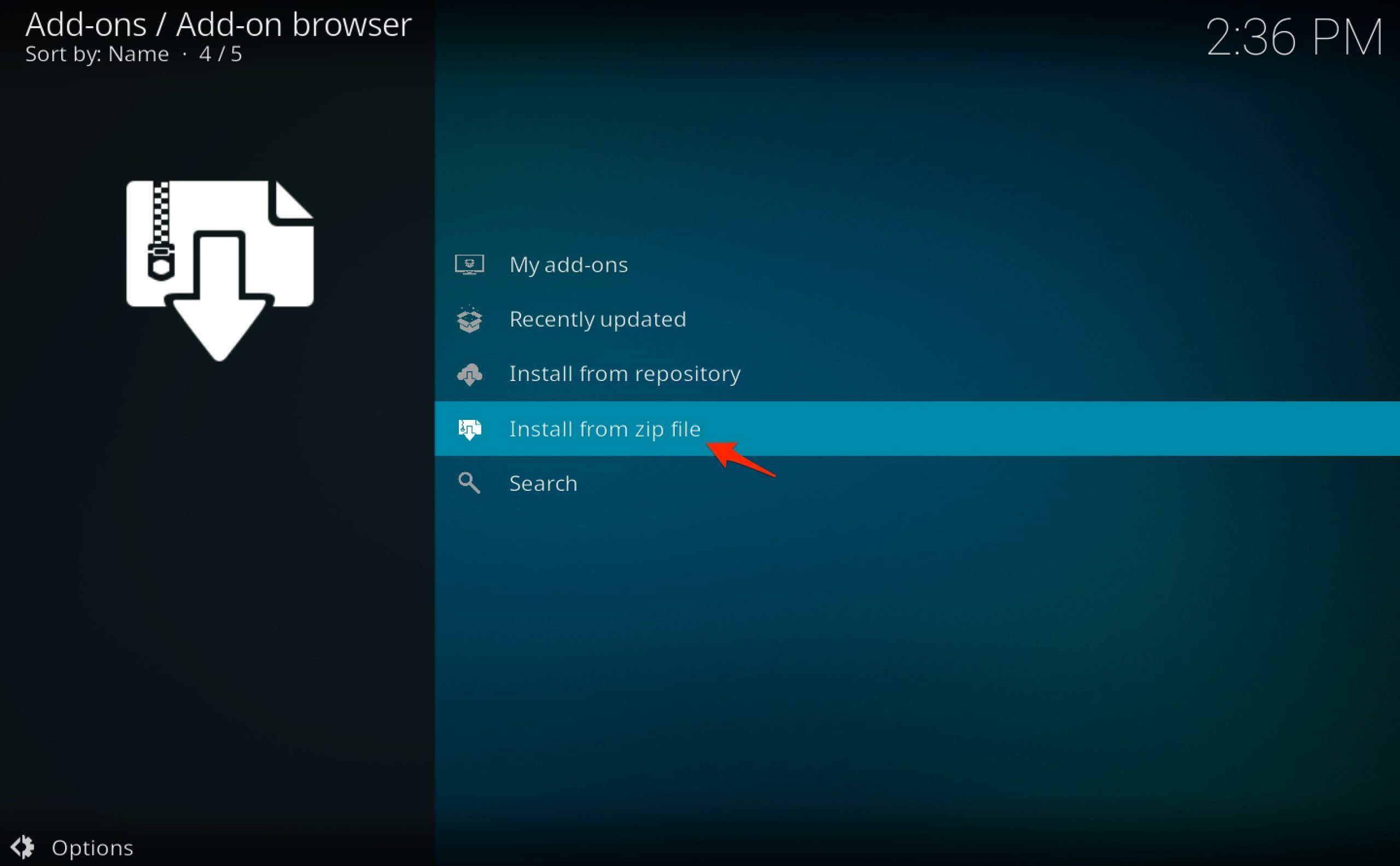 How to Fix Playback Failed on Kodi for MacBook? 11 Install from Zip File
