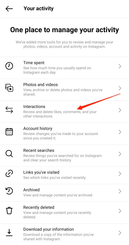 How to View Posts You Liked on Instagram? 4 click on Interactions