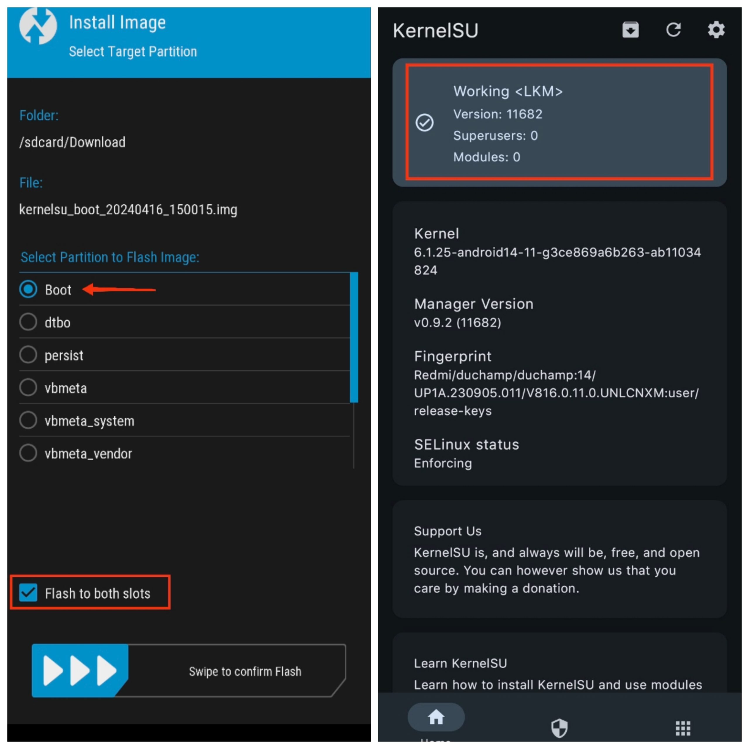 KernelSU working after flashing image