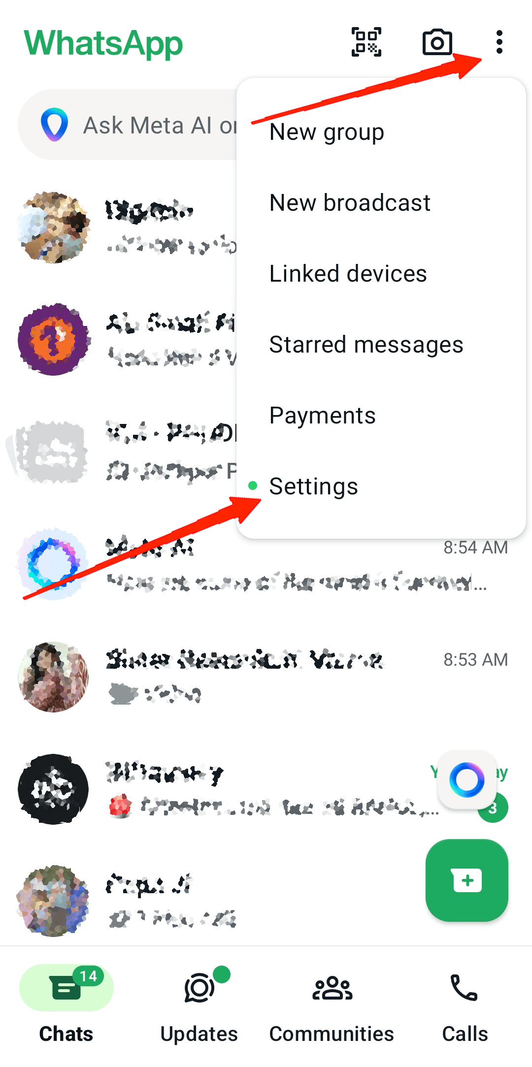 How to Download Multiple Photos/Videos from WhatsApp 5 Launch the WhatsApp application on your device and tap on the three dots in the top-right corner.