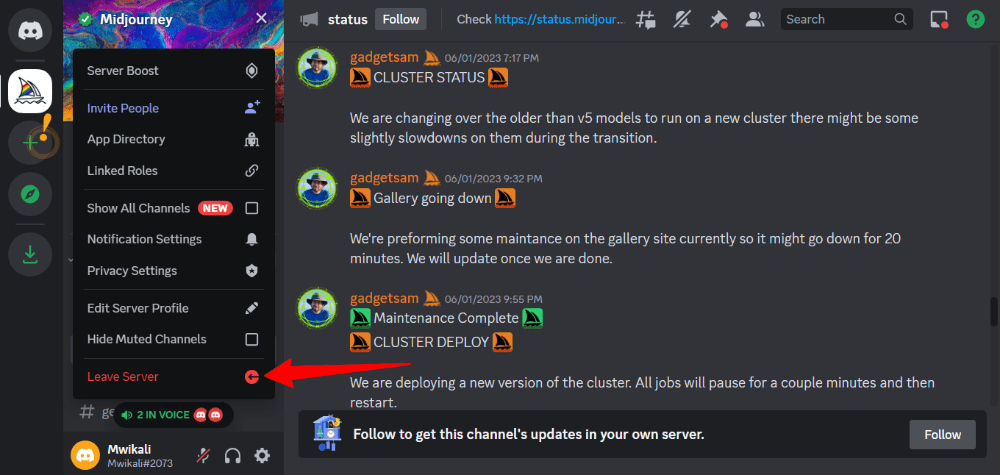 How to Fix Midjourney AI 'Failed to Process Your Command' Error? 7 Leave Midjourney Server