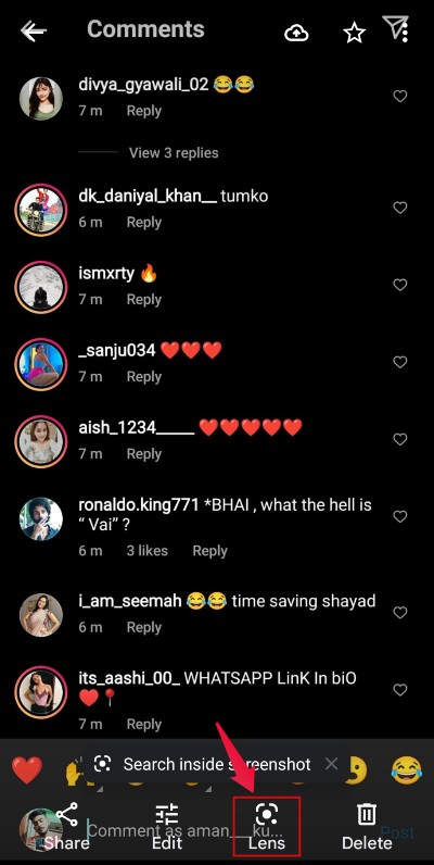 How to Copy Instagram Comments 5 Lens