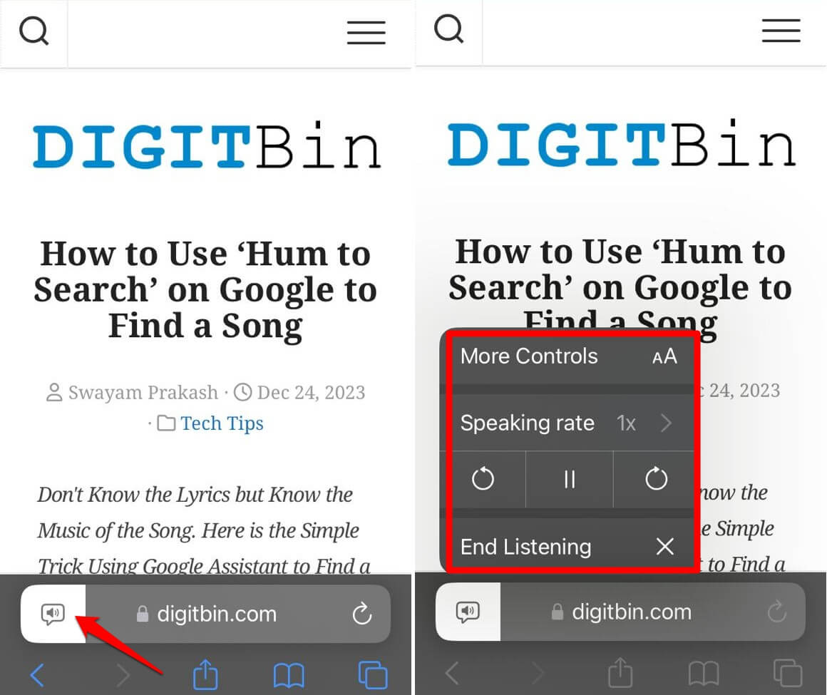 How to Read Aloud a Webpage on Safari on iPhone 3 Listen to Page controls in Safari