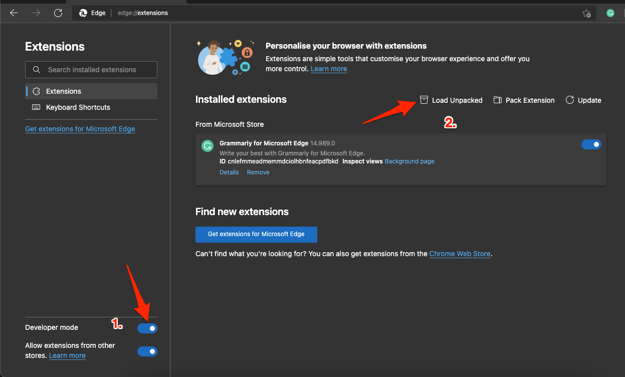 How to Manually Install Addons on Edge Browser? 3 Load Unpacked