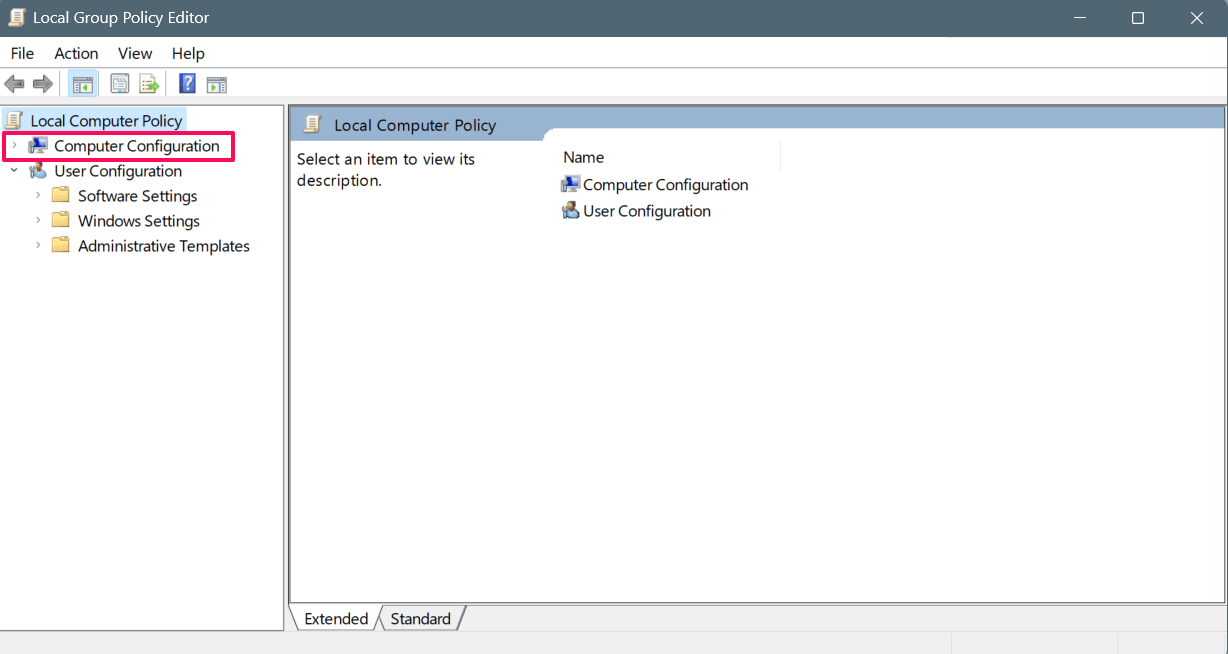 Double-click on the Computer Configuration