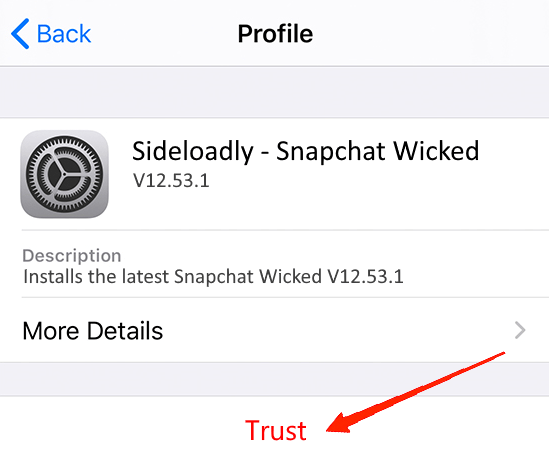 Snapchat Wicked iPA on iOS 17: Download for iPhone 13 Locate the Developer Certificate and tap on the Trust option