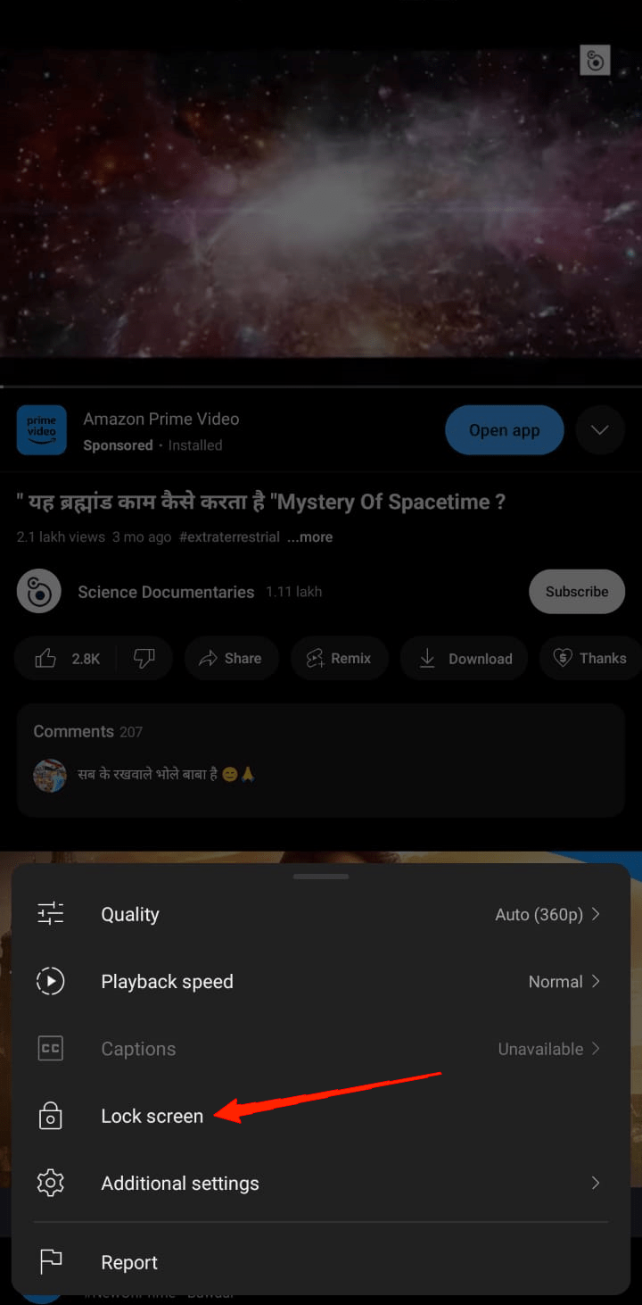 Lock YouTube Screen While Playing Videos: Android and iOS 2 Lock Screen option in the menu