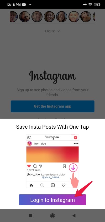 Login to instagram