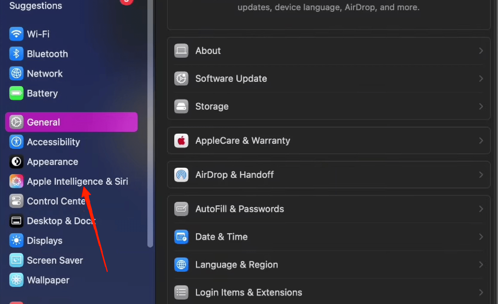 How to Turn Off Apple Intelligence? 10 Now, on the left panel, go to Apple Intelligence & Siri.