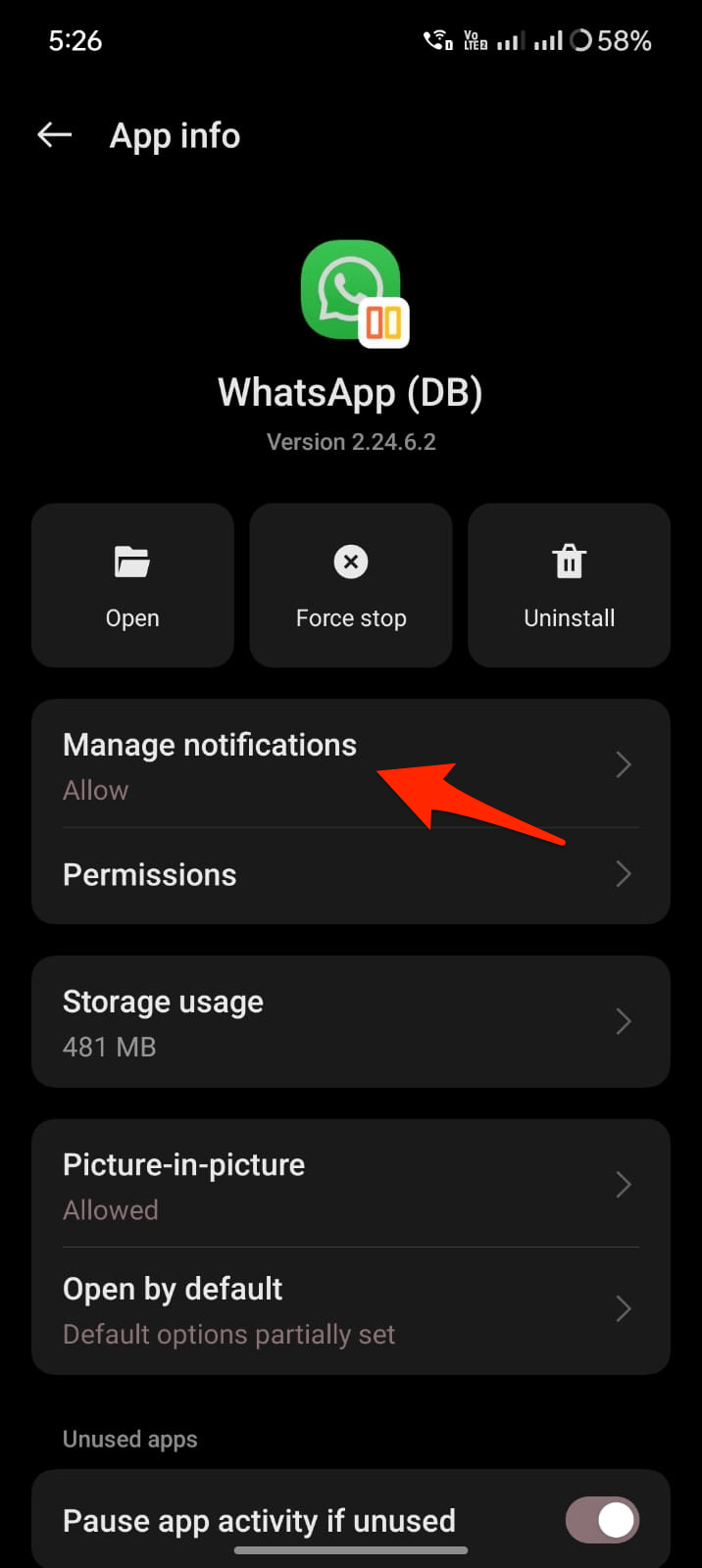 5 Ways to Fix WhatsApp Calls Not Ringing on Android 10 Manage_Notification_WhatsApp