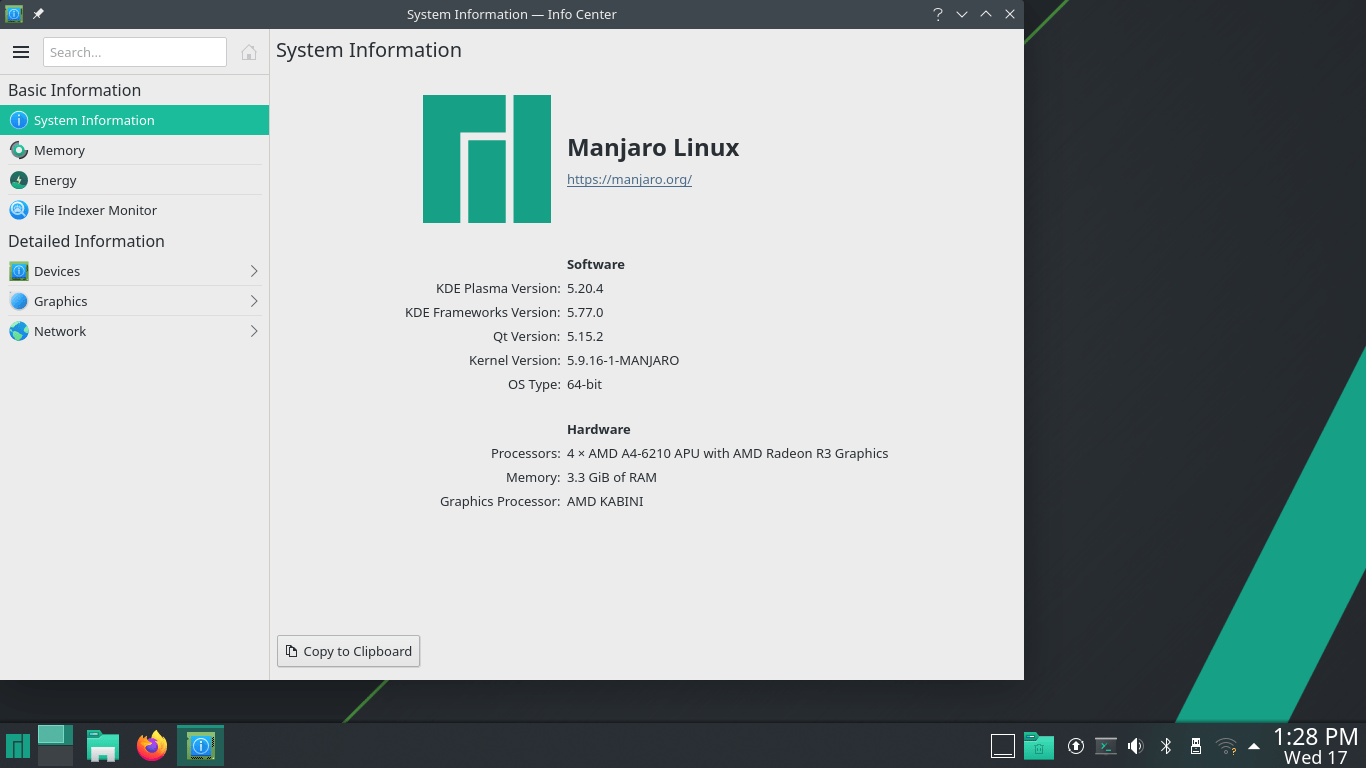 Best Linux Distributions for KDE Plasma 5 9 Manjaro Linux System Information