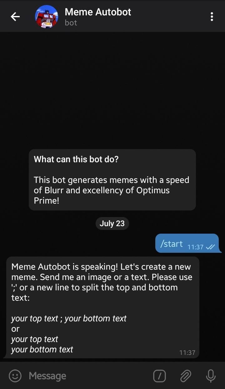Top Best Telegram Bots to Enhance your Messenger 11 Meme Autobot