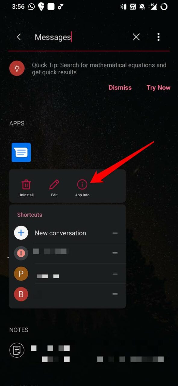Messages App info