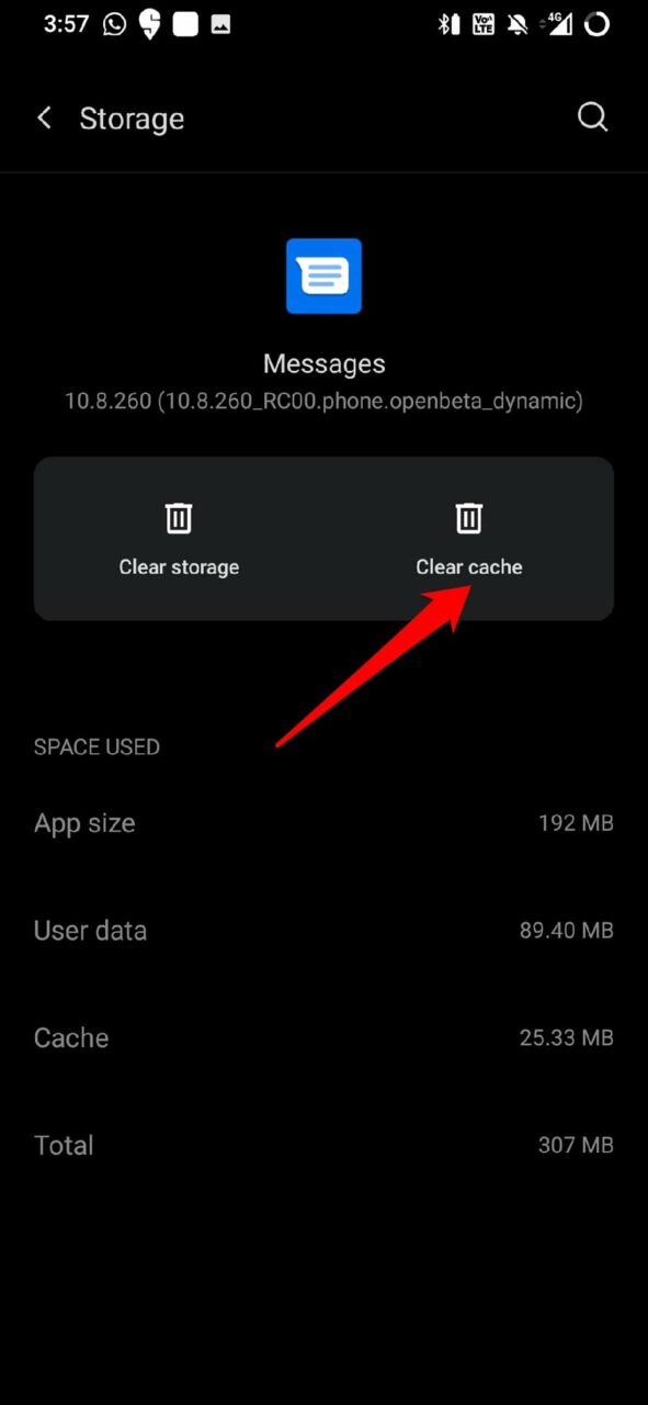 Messages clear cache