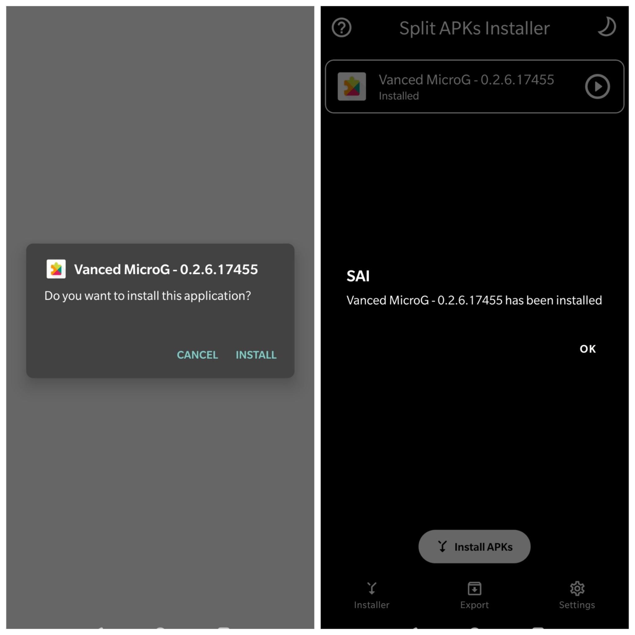 How to Install YouTube Vanced 16.02.35 without SAI Installer? 3 MicroG_with_SAI