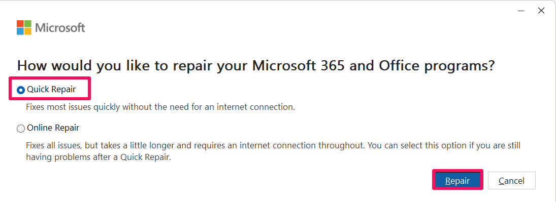 5 Easy Ways to Repair a Corrupted Excel File on Windows 11 16 Click on Quick Repair and hit the repair button