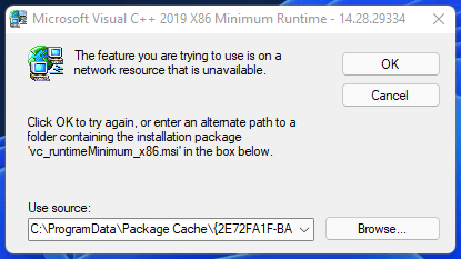 Fix: The Feature You Are Trying to Use in on a Network Resource that is Unavailable in Windows 11 2 Microsoft Visual C++2015 - 2019 Error in Windows 11