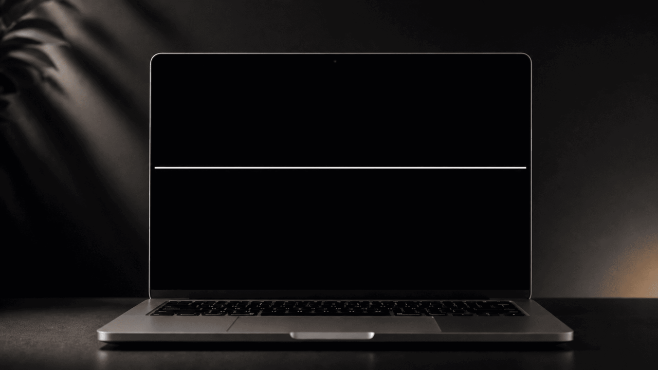 White line on MacBook screen: What should I do now 1 Minimalist laptop with soft lighting with a white line on the Mac screen