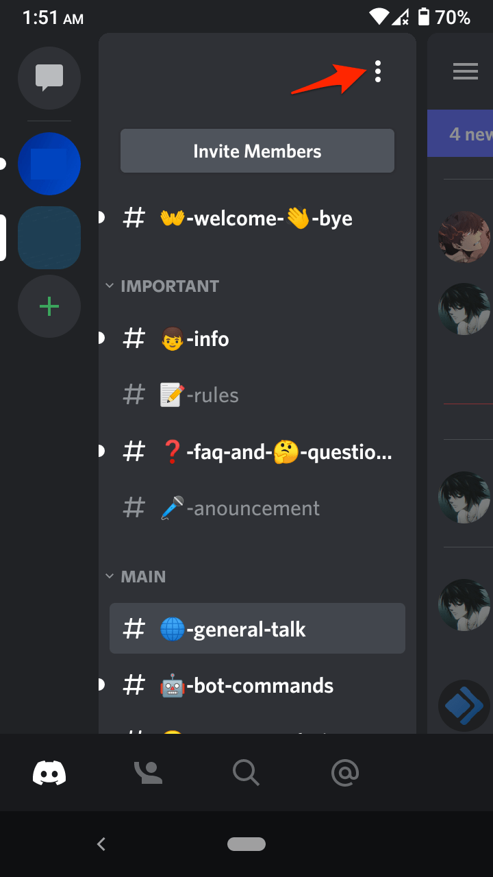 How to Turn OFF Discord Notifications for Android and iOS? 9 Tap on the three-dot setting located at the top-right panel