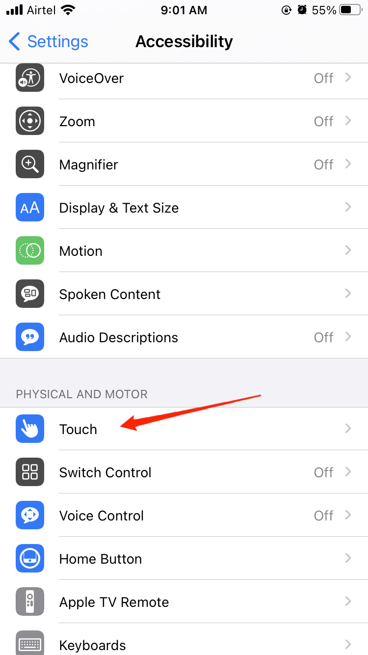How to Turn Apple Logo on your iPhone into a Secret Button? 2 Navigate to Accessibility Touch menu