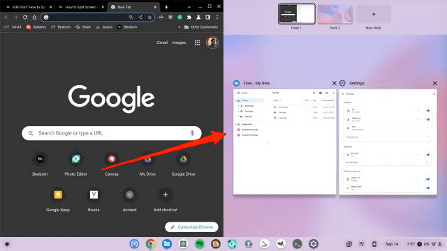 How to Get Split Screen Feature in Chrome OS? 3 Next, click and hold the window you want to move, then drag it over to either the left or right side of the screen. It’ll snap right into place instantly.