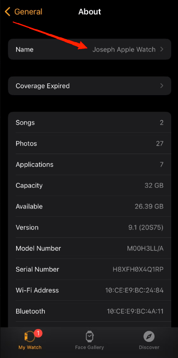 How to Change Name of Apple Watch 4 Next, tap on the 'Name' tab at the top.