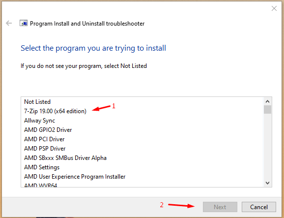 Not Listed to find the executable file in the local storage