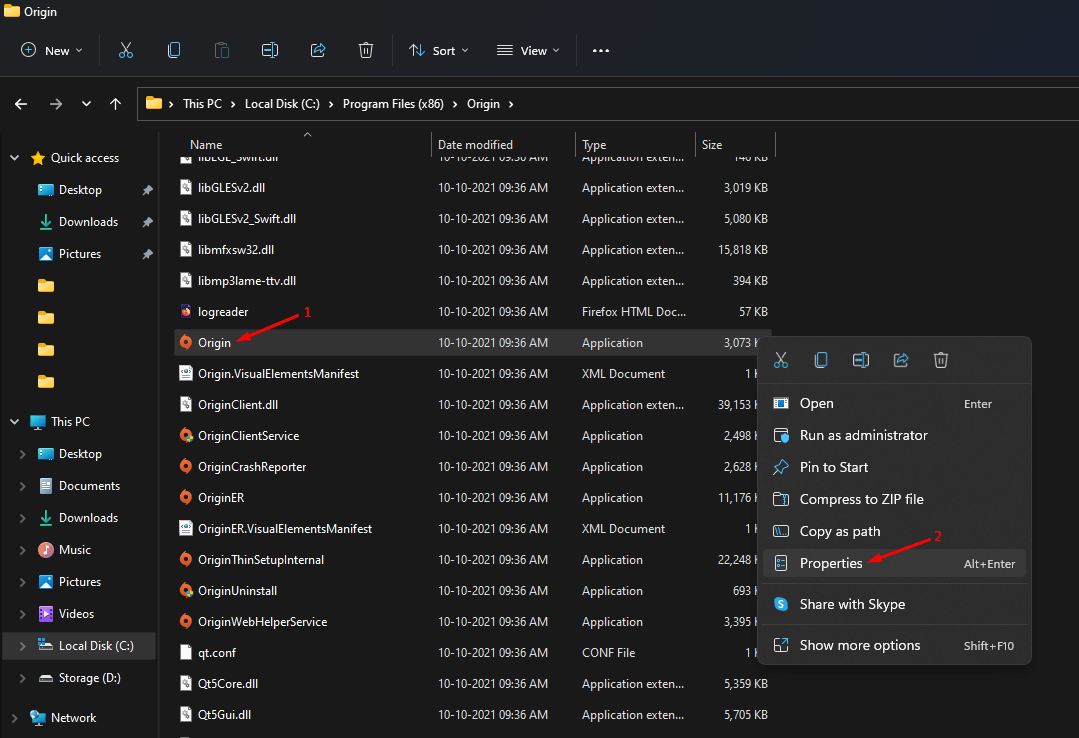 Now, click the right button on the mouse to select “Properties”.