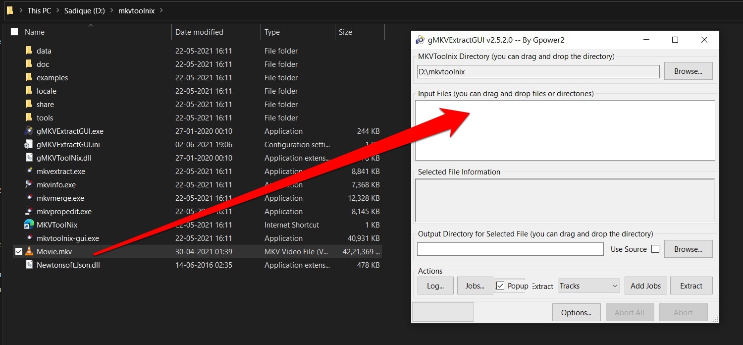 Extract Hardcoded Subtitles from Video on Windows PC 4 Now launch the gMKVExtractGUI Tool via its EXE file and drag your video file inside its Input Files section