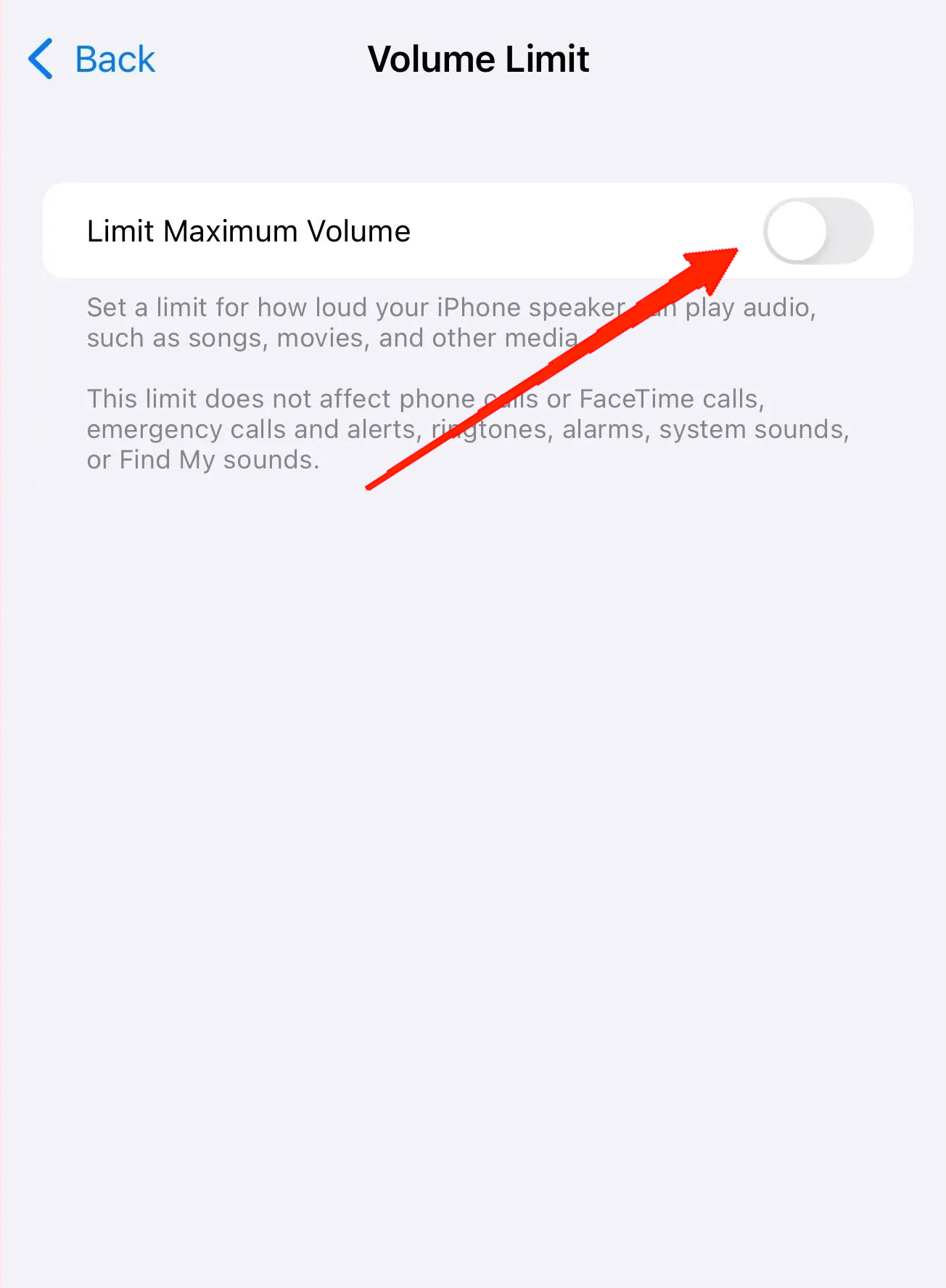 How to Limit Maximum Volume in iOS 18? 5 Now, turn on the toggle beside Limit Maximum Volume.